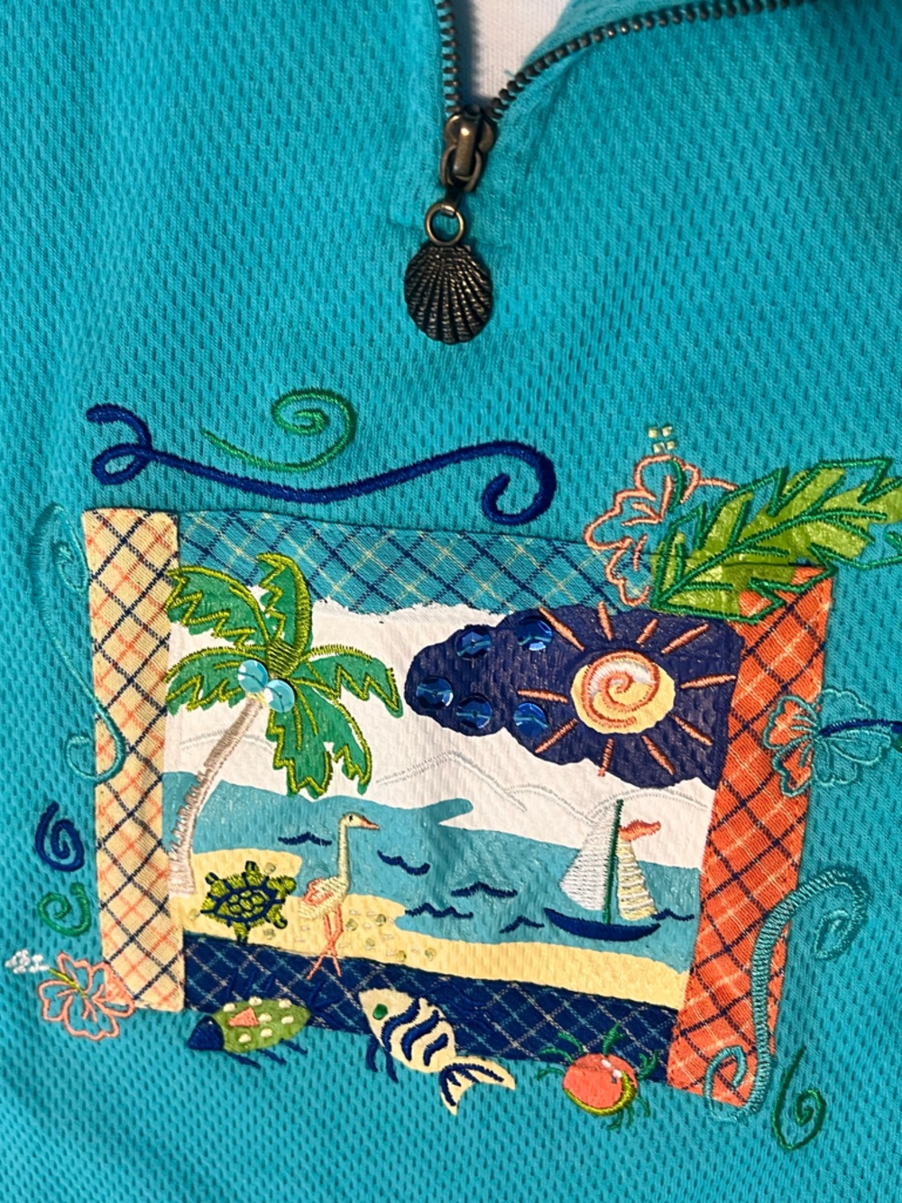 Koret Francesca Teal Summer Theme Top Sz M NWT - Picture 4 of 6